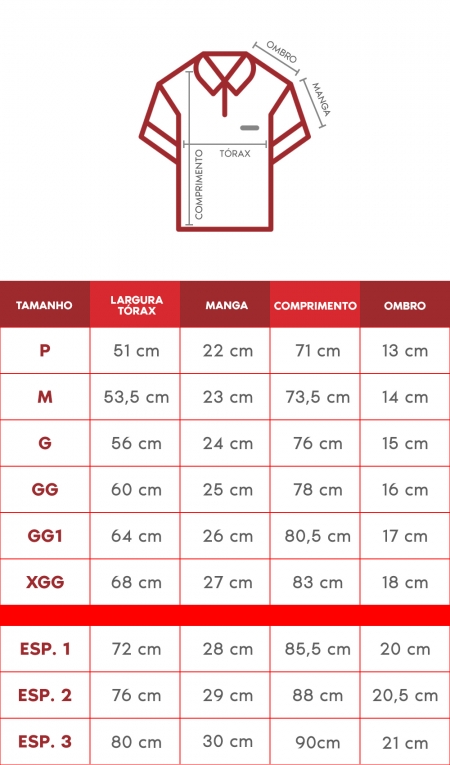 tabela de medidas polo