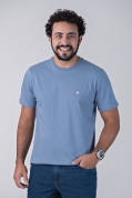 Camiseta Básica Azul Jeans Griffo Algodão