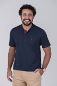 Camisa Polo Griffo Azul Marinho 100% Algodão