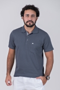 Camisa Polo Griffo Chumbo 100% Algodão