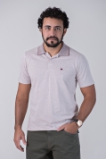 Camisa Polo Modal Griffo Cinza com Detalhes em Marsala