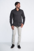 Camisa Social Masculina Cinza Chumbo Essencial